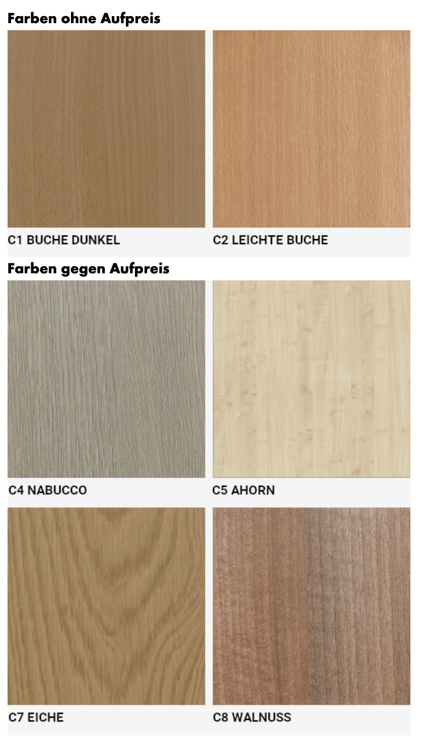 Mögliche Farben beim Kleiderschrank. 