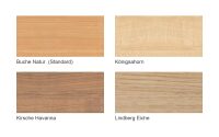 Holzdekore für den Kleiderschrank Adrano: Buche Natur, Königsahorn, Kirsche Havanna und Lindberg Eiche