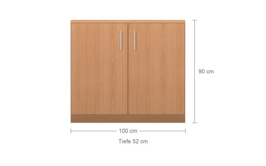Maße des TV-Schranks Adrano: 100 cm breit, 90 cm hoch, 52 cm tief
