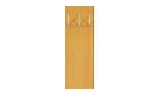 Garderobe von Burmeier: Wandpaneel in Buche mit drei Metallhaken