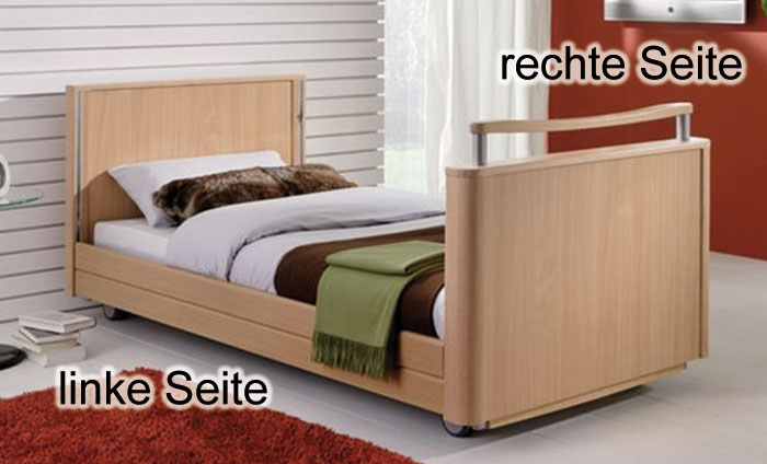 Geteilte Seitensicherung für das Pflegebett Inovia